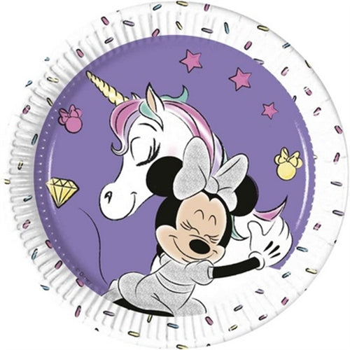 Piatti minnie unicorno 8 pz 19.5 cm