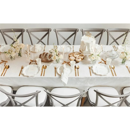 Piatti di carta decorativi con ornamento, bianchi, 26 cm (1 confezione / 6 pezzi)