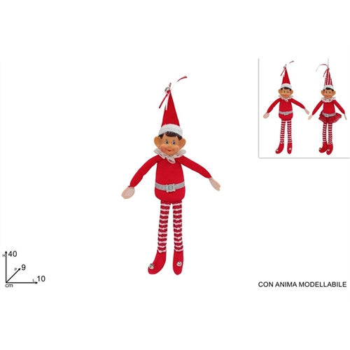 Elfo natalizio decorativo modellabile h 40 cm