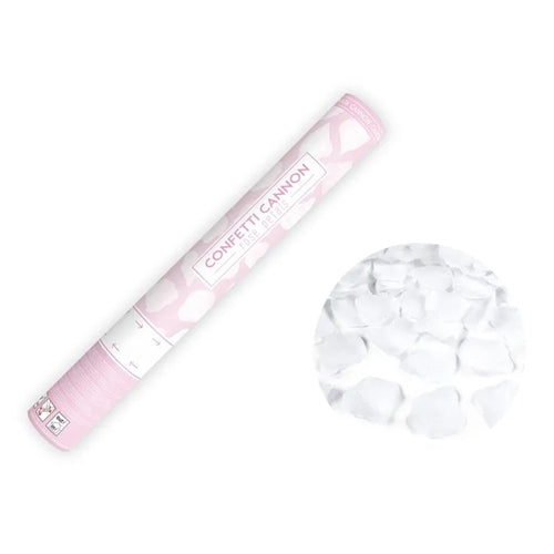 Cannone spara-coriandoli che spara petali di rosa, 40 cm, bianco