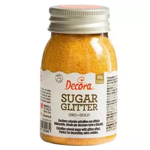 Zucchero glitterato oro decora (100g) – cristalli, extra-fini, brillanti per torte, biscotti e cupcake
