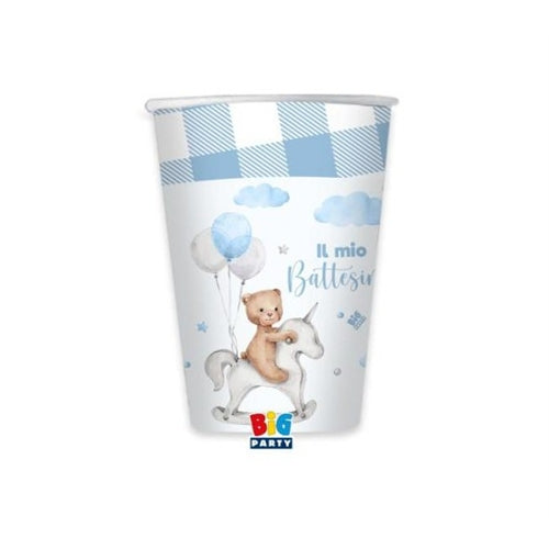 Bicchieri 200 cc battesimo teddy bear 8 pz