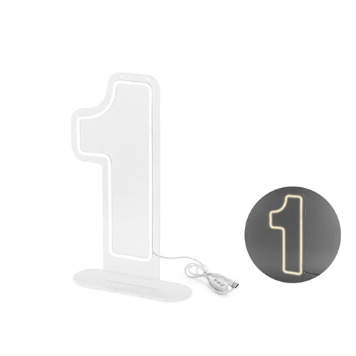 Neon led - numeri 1, bianco, 50cm