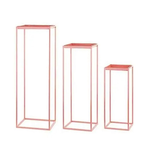 Set 3 alzate quadrate rosa 220 x 220 x 550/300 x 300 x 900 mm
