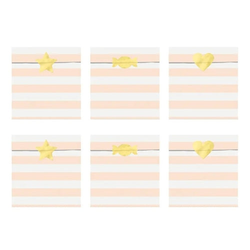 Sacchetti porta dolcetti yummy, rosa chiaro, 13x14cm (1 confezione / 6 pezzi)