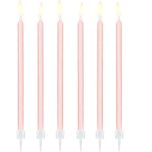 Candeline a stelo rosa pastello 12,5 cm