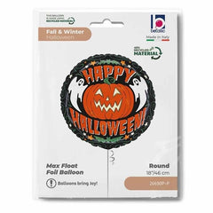 Palloncino in foil 18" nero con zucca e fantasmi happy halloween