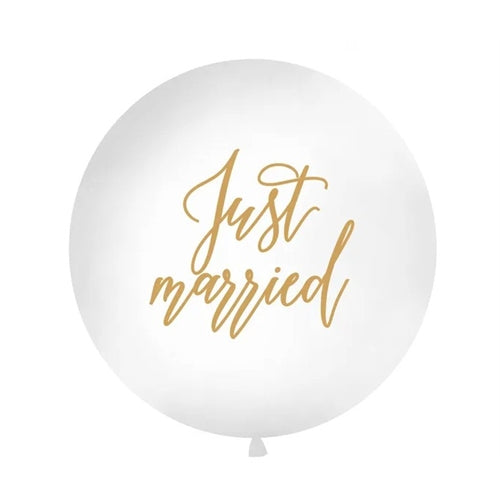 Palloncino gigante da 1 m, "just married" (sposi novelli), bianco