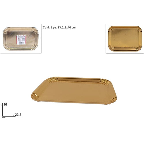 Vassoio in carta oro 16x23,5 cm set 3 pz