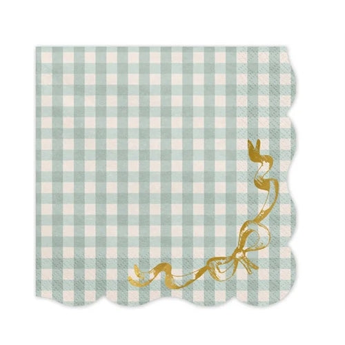 Tovaglioli a quadretti con fiocco, 33x33 cm, mix 12 pz