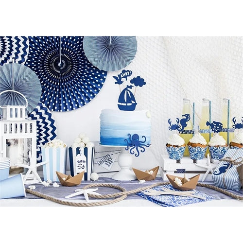 Rosette decorative, blu navy-  40 -32-23 cm - 3 pz