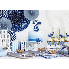 Rosette decorative, blu navy-  40 -32-23 cm - 3 pz