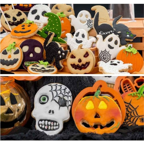 Set 2 cutters tagliapasta in plastica halloween zucca e teschio