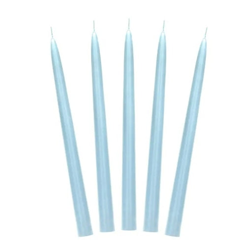 Candela conica, opaca, azzurro cielo, 24 cm