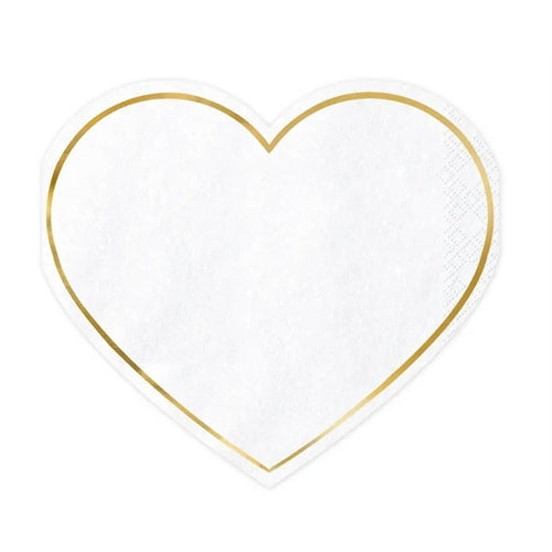 Tovaglioli a forma di cuore, 14,5x12,5 cm (1 confezione / 20 pezzi)