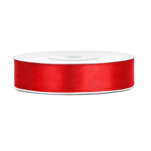 Nastro di raso rosso, 12 mm/25 m (1 pz. / 25 lm)