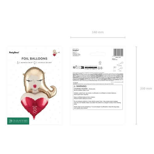 Palloncino in lamina a forma di ragazza, 57x74,5 cm