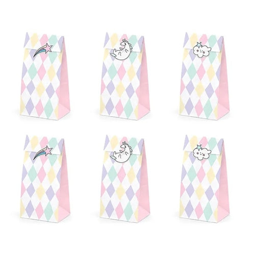 Sacchetti per dolcetti unicorno (1 confezione / 6 pezzi)