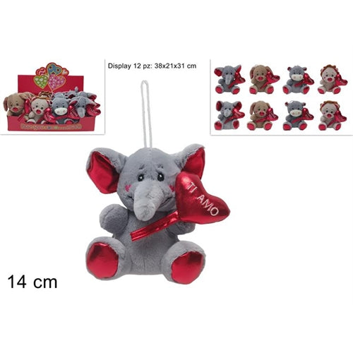 Peluche animaletti 14 cm con cuore