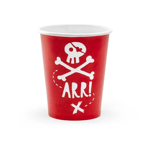 Bicchieri da festa a tema pirati, rossi, 220 ml