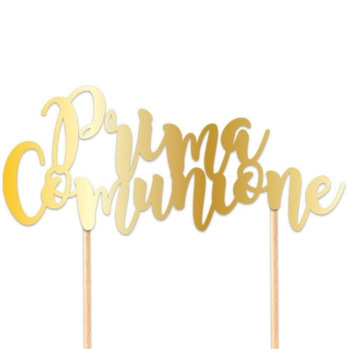 Topper torta prima comunione oro metal 1pz