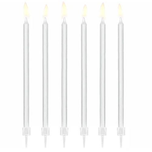 Candele bianche a stelo 14 cm 12 pz