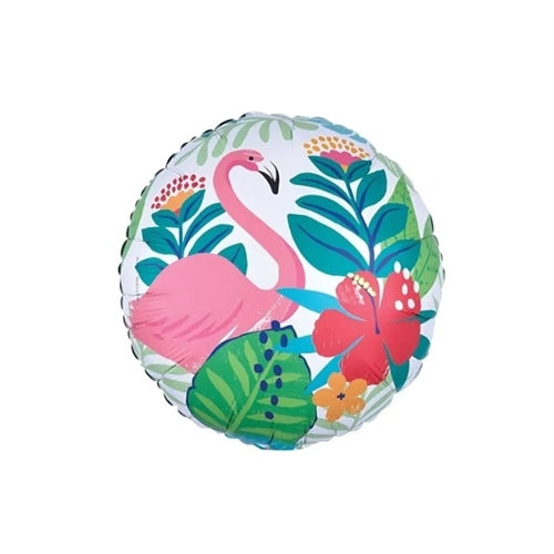 Mylar tondo fenicottero e palme 17"