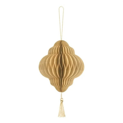 Lanterna decorativa a nido d'ape in carta, beige, 13,2x15cm