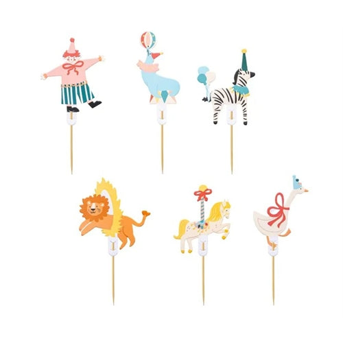 Toppers per cupcake a tema circo, 9-11,5 cm, mix