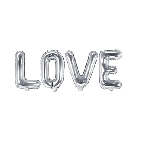 Palloncino foil love, 140x35cm, argento
