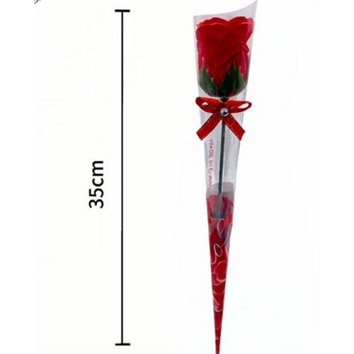 Rosa rossa singola confezionata h. 35 cm