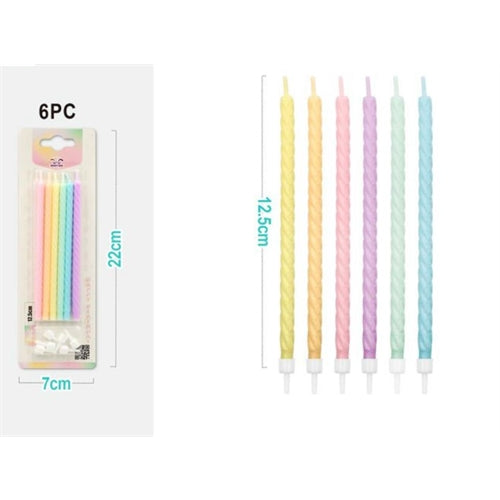 Candeline multicolor 6 pz h. 12 ,5 cm