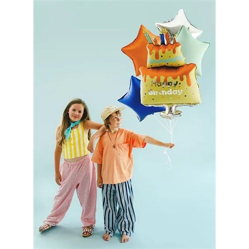 Set di palloncini in lamina colorati torta buon compleanno, mix