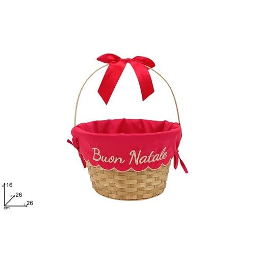 Cesto natalizio con manico “buon natale” – 26 cm