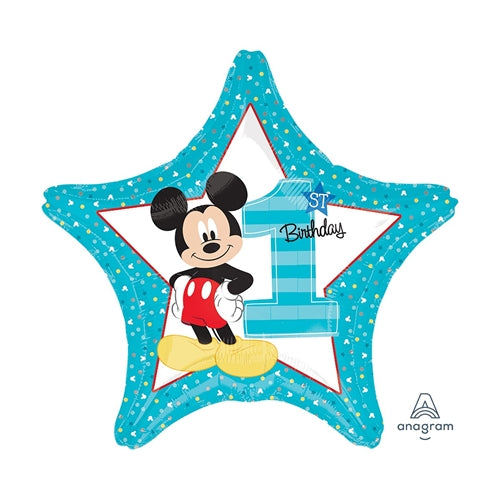 Palloncino topolino 1 compleanno stella standard shape 18" (45cm) in mylar, 1pz.