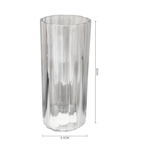 Vaso cilindrico in vetro rigato – h. 14 cm