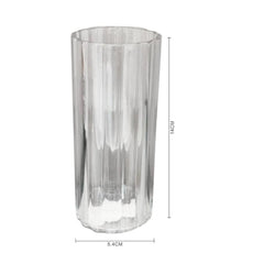 Vaso cilindrico in vetro rigato – h. 14 cm