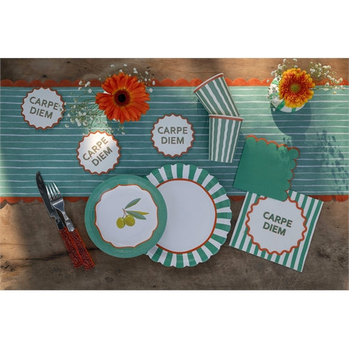 Piatto in carta celadon a righe – ø 23 cm – 6 pz