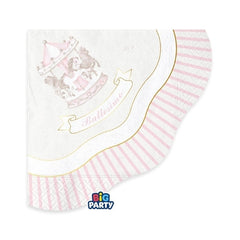 16 tovaglioli 33x33 cm battesimo carillon rosa