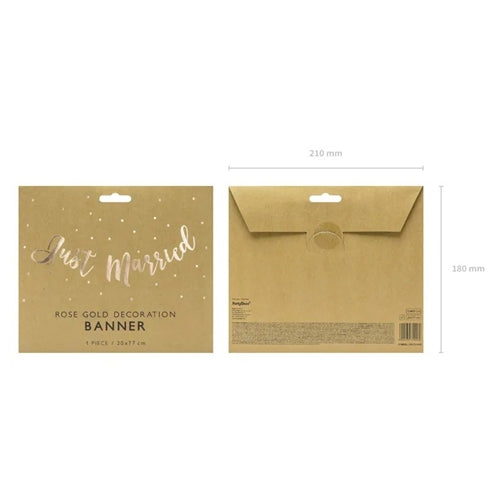 Banner just married, oro rosa, 20x77cm