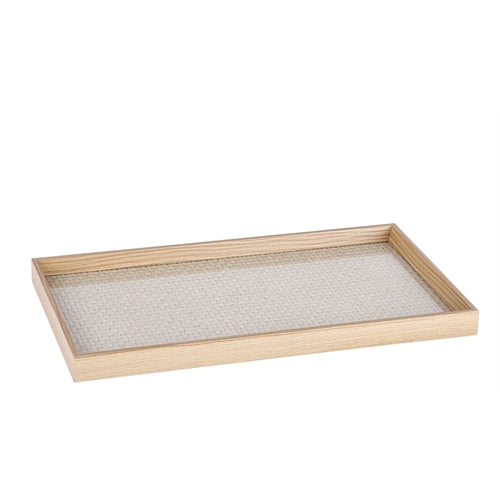 Vassoio in mdf + vetro 25x45x h. 4 cm