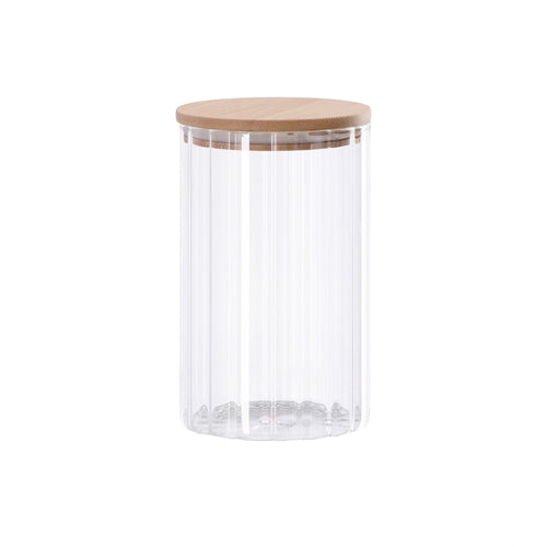 Barattolo in vetro borosil c/n coperchio in bamboo d.7 x h. 15 cm