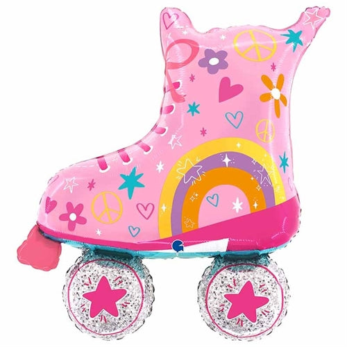 Palloncino in foil 39" super shape pattino a rotelle rosa
