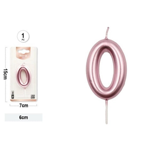 Candelina rosa gold h. 6 cm