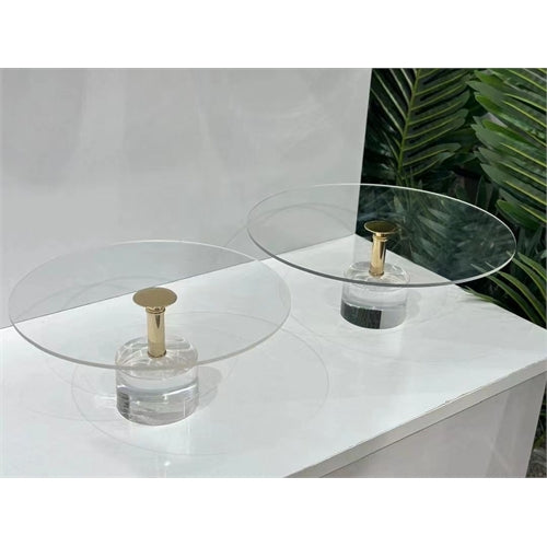 Set di 2 alzatine in vetro con insertti in oro