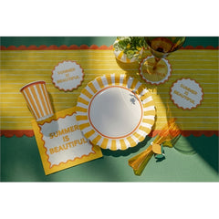 Piatti in carta gialli a righe 23 cm– 6 pz