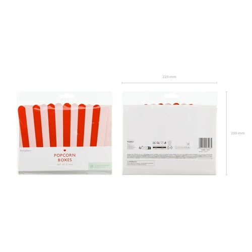 Scatole per popcorn, mix, 11x11x15,5 cm (1 confezione / 6 pezzi)