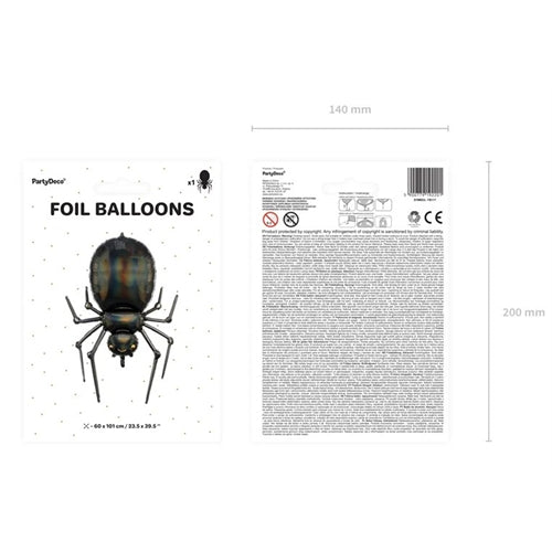 Palloncino foil ragno, 60x101cm, nero