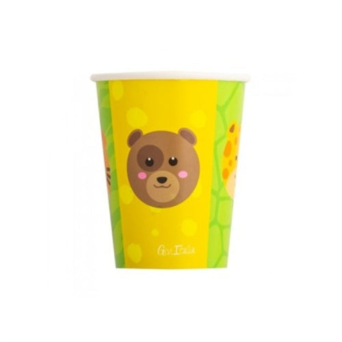 Bicchieri tema animali dello zoo 8 bicchieri e 8 cover 250cc