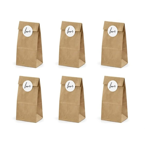 Sacchetti per dolcetti, carta kraft (1 punto / 6 pezzi)